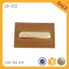 LB372 Design de mode logo en métal logo étiquettes de patch en cuir pour sac à main / vêtement